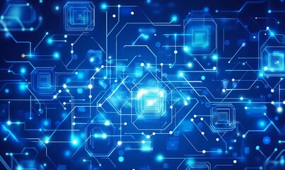 Abstract digital network connection background with glowing blue lines and nodes.
