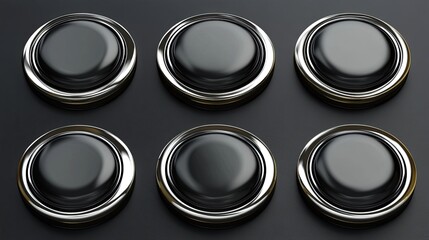 Black buttons with metallic frames 
