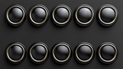 Black buttons with metallic frames -
