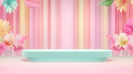 Poster - Pastel Pink Floral Display Stand Product Showcase