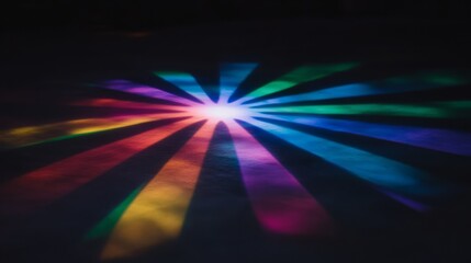 Poster - Rainbow Light Beams Radiating from Center Point