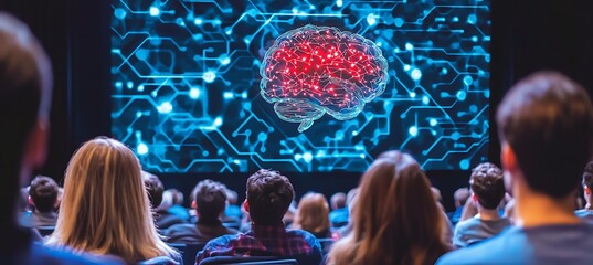 Poster - Audience Viewing a Presentation on Artificial Intelligence and the Human Brain
