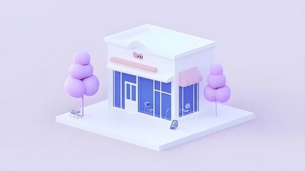 Poster - Charming boutique storefront urban area 3d model minimalist design isometric view modern aesthetic