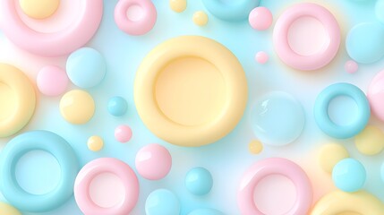 Poster - Colorful abstract circles studio digital art soft background aerial view playful design