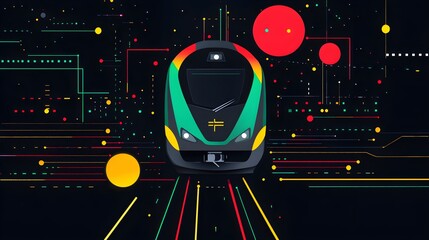 Poster - Futuristic train journey digital landscape illustration modern technology front view innovation