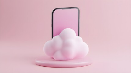 Poster - Mobile technology concept with cloud design studio environment digital content minimalistic view