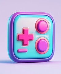 Poster - Pastel-Colored 3D Render of a Simplified Game Controller