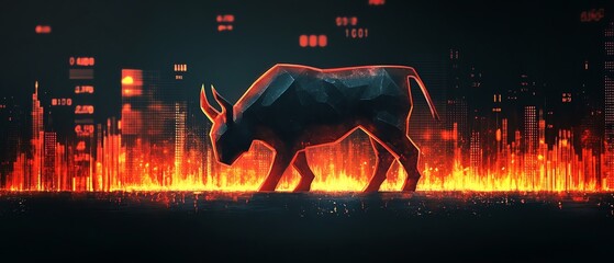 Leinwandbilder - Bullish candlestick graph on dark background, stock market trend analysis, financial investment trading, vector illustration for business and economy