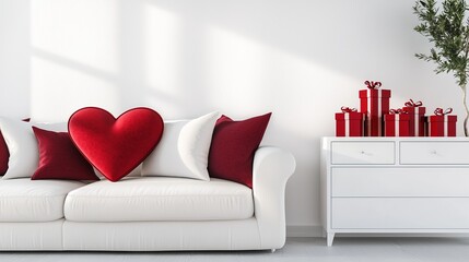 Cozy valentine's day decor modern living room interior design romantic atmosphere bright view love theme