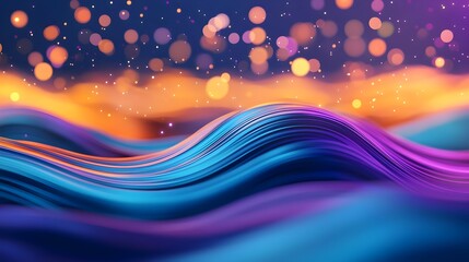 abstract blue purple waves, bokeh lights - abstract