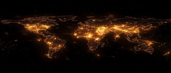Poster - Digital world map with glowing connections, highlighting global communication and technological advancement, ultraHD clarity