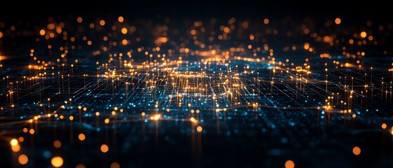 Poster - Futuristic digital world map with luminous network connections, symbolizing global communication and the advancement of technology, 8K