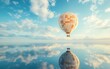 © Itsaree  - Whimsical Earth balloon drifting in an airy, calm sky, reflecting the essence of freedom, inspirational and serene scenery, photorealistic