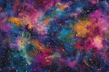 vibrant cosmic nebula with colorful stardust and galaxies.