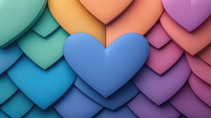 Poster - Colorful heart patterns digital art abstract vibrant environment close-up view love concept