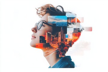Poster - Creative marketing mindset urban setting profile portrait advertising agency background inspirational viewpoint