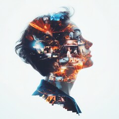 Poster - Integration of entertainment systems in human brain movie theater background creative art vibrant environment engaging viewpoint