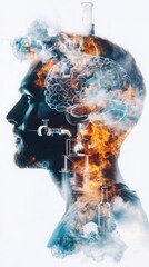 Poster - Scientific experimentation silhouette brain lab setting curiosity and exploration atmosphere thoughtful viewpoint