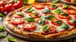 © Arnada - Delicious Homemade Margherita Pizza Close-Up Stock Photo