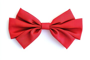 Red fabric bow isolated on white background.