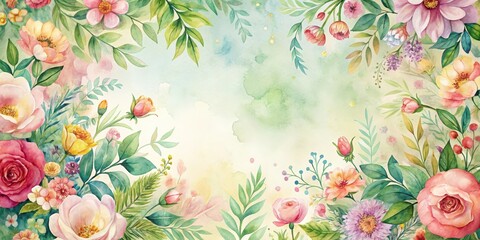 Wall Mural - Watercolor Floral Pattern , nature scene, floral design,  nature scene