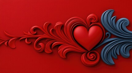 Poster - Heart-shaped decorative design art studio digital artwork contemporary style close-up romantic concept