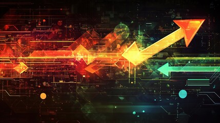 Poster - Abstract Digital Transformation Chart with Arrows and Data Elements