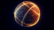© Nari - Hologram volleyball. A volleyball ball made of polygons, triangles of dots and lines. Volleyball icon is a low-poly compound structure. Technology concept vector.