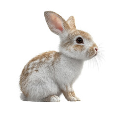 Wall Mural - A realistic rabbit sitting on a transparent background. The detailed fur texture and natural posture make this image ideal for Easter themes, wildlife projects, or educational materials.