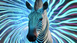 © Nari - Zebra hologram. Digital and technological Zebra background. A Zebra is made up of rays of light