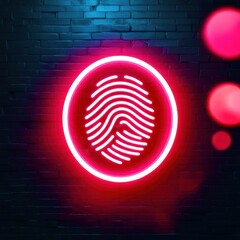 Poster - Red glowing circle with a finger print in the middle