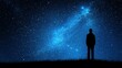 © Raitalinn - Person Standing Under a Starry Sky with a Galaxy View in a Night Landscape