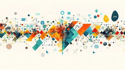 Poster - Abstract Digital Transformation Illustration with Arrows and Charts