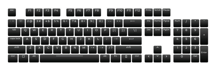 Leinwandbilder - Computer keyboard button layout template with letters for graphic use. Modern computer keyboard. Vector illustration