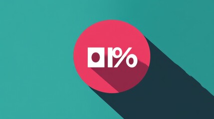 Poster - Minimalistic graphic design featuring a bold percentage symbol on a colorful background.