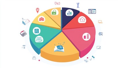 Poster - Colorful infographic pie chart illustrating various sectors of technology and digital elements.