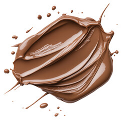 Smooth chocolate spread isolated on transparent background.