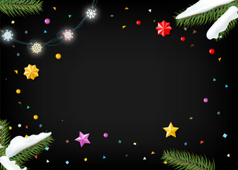 Aufkleber - Winter holidays background with copy space. 3d vector illustration