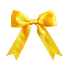 Wall Mural - Bright Yellow Satin Bow with Streamers for Decorative Purposes