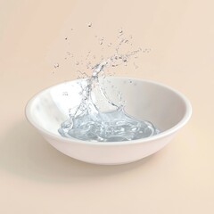 Poster - A close-up of a white bowl splashing water, creating a dynamic and refreshing visual effect.