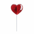 © Sathaporn - Red heart shaped lollipop isolated on transparent background Generative Ai.