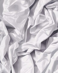 Poster - A close-up of intricately crumpled white fabric, showcasing texture and light interplay.