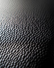 Poster - Close-up of textured black leather with intricate patterns and shadows creating a rich visual appeal.