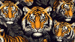 © Qaqas - Vector abstract seamless background of tigers. The tigers are randomly located.