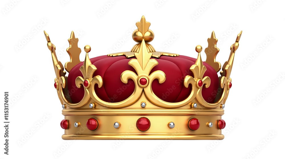3D Golden Crown Isolated on a Transparent Background (PNG). Stock Photo ...