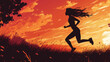 © Qaqas - silhouette of a girl jumping on the grass