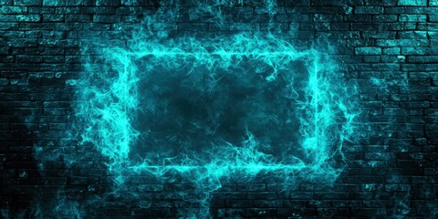 Blue brick wall with a blue hole in it