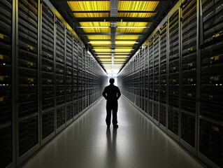Poster - a researcher conducting compliance checks on digital health records stored in a cloud-based secure p