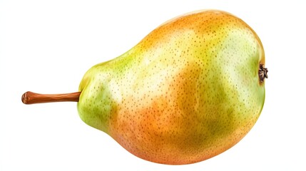 Wall Mural - A single ripe yellow and green pear isolated