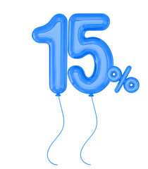 15 Percent Blue Balloon offer in 3d